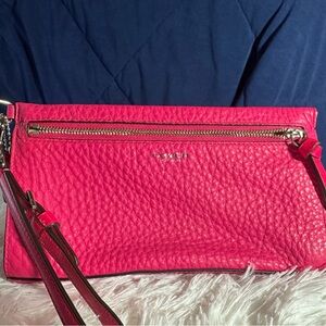 Coach Bright Pink Leather Wristlet